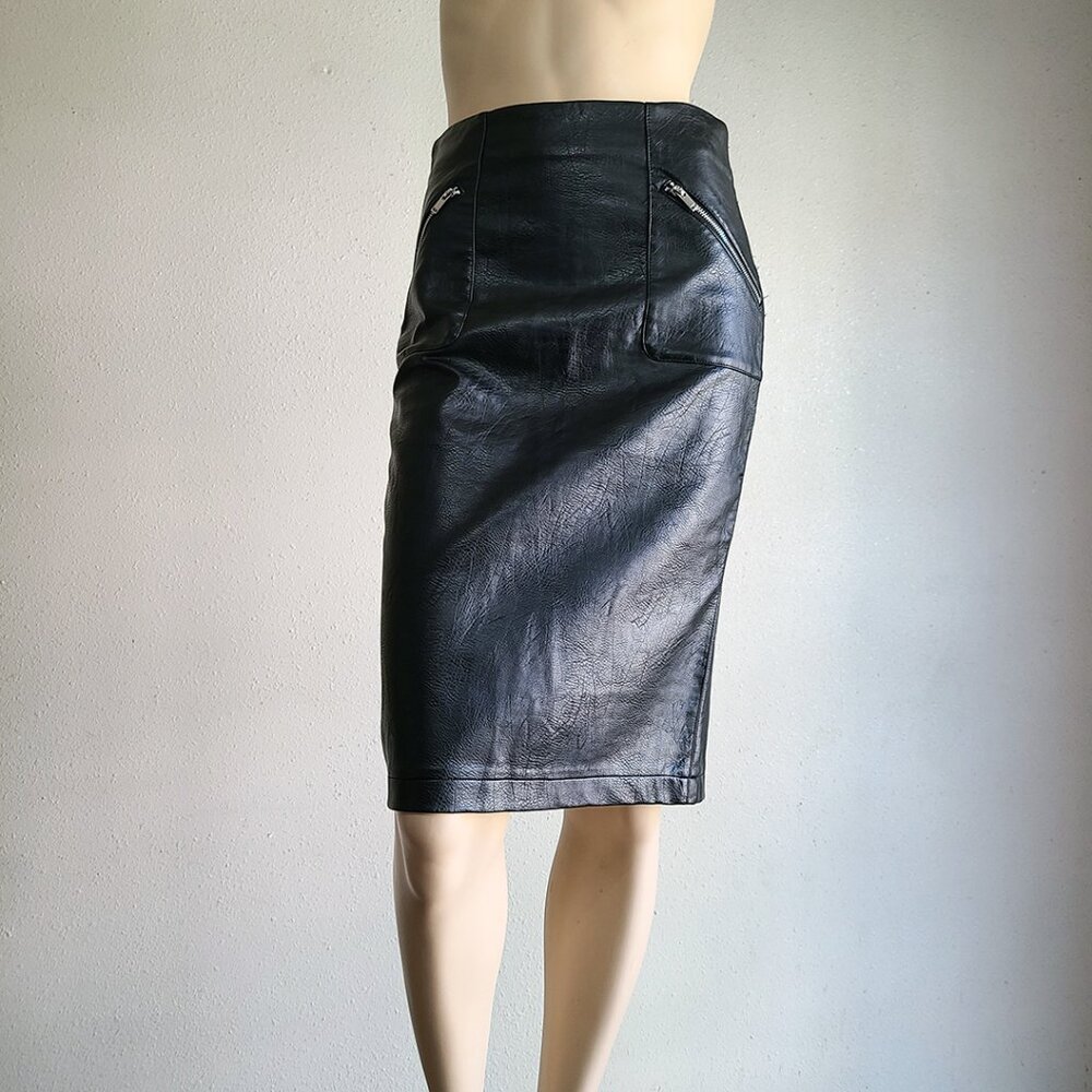 vegan leather zipper skirt